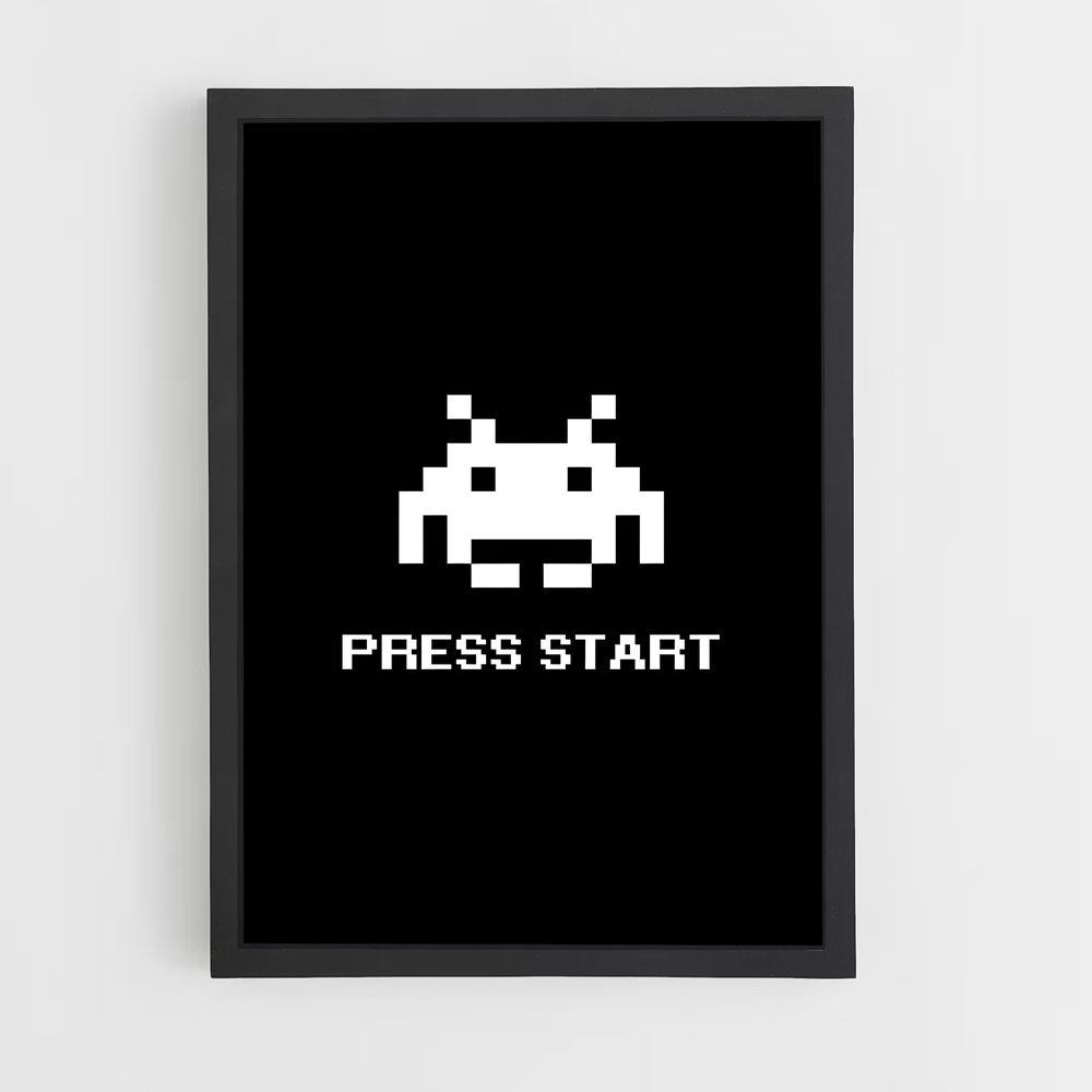 Poster Press Start – affiche Space invaders (vue 2)
